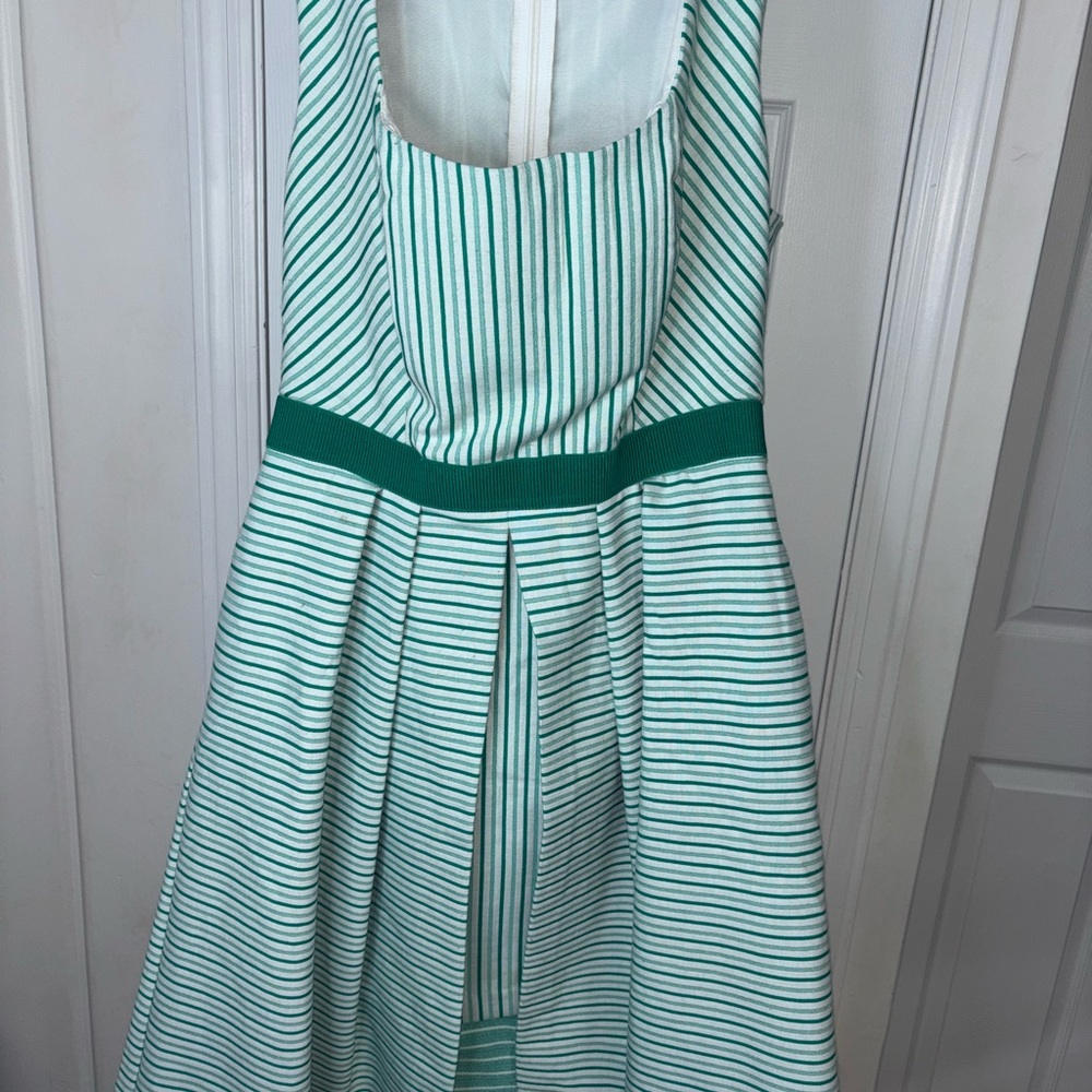 Eva Mendes for New York & Company Green and White Striped dress